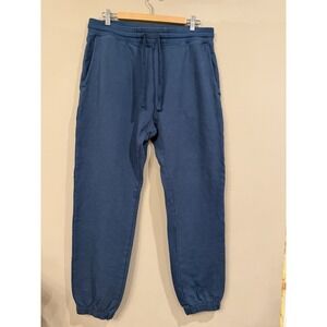 American Giant Sweatpants Mens Large Blue Fleece Jogger Elastic Cuffs Made USA
